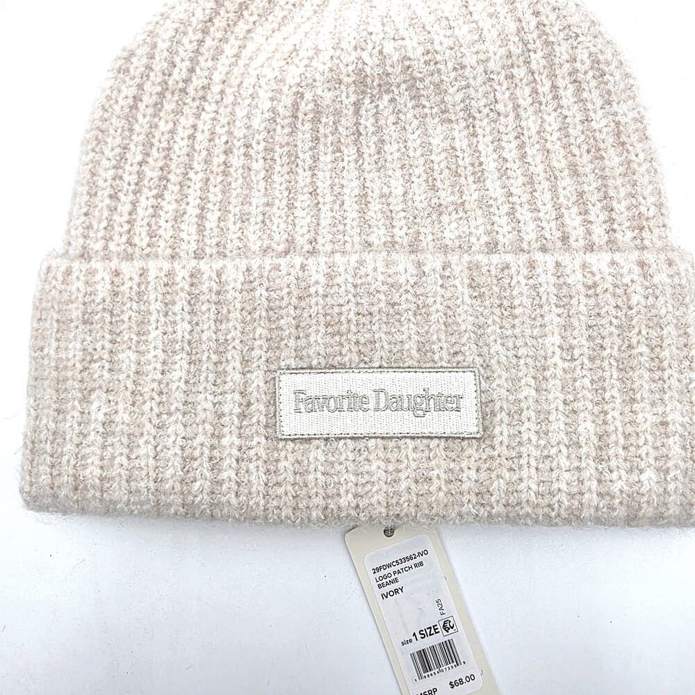 FAVORITE DAUGTER 'THE LOGO PATCH RIB BEANIE' IVORY - Picture 6 of 13